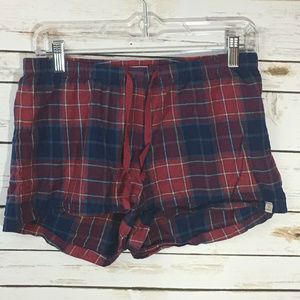 Life Is Good Sleep Shorts XS PJs Plaid Red Blue